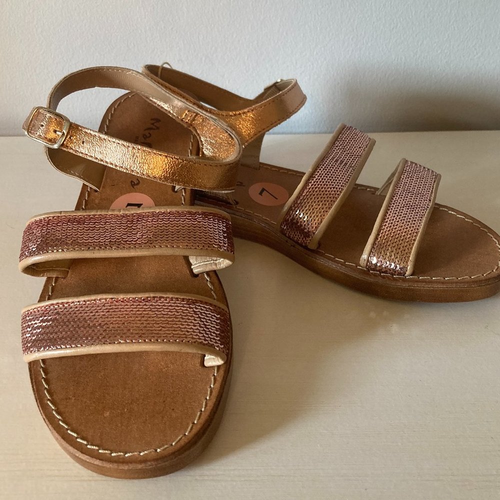 Mariella Rose Gold Leather Sandals - NWT